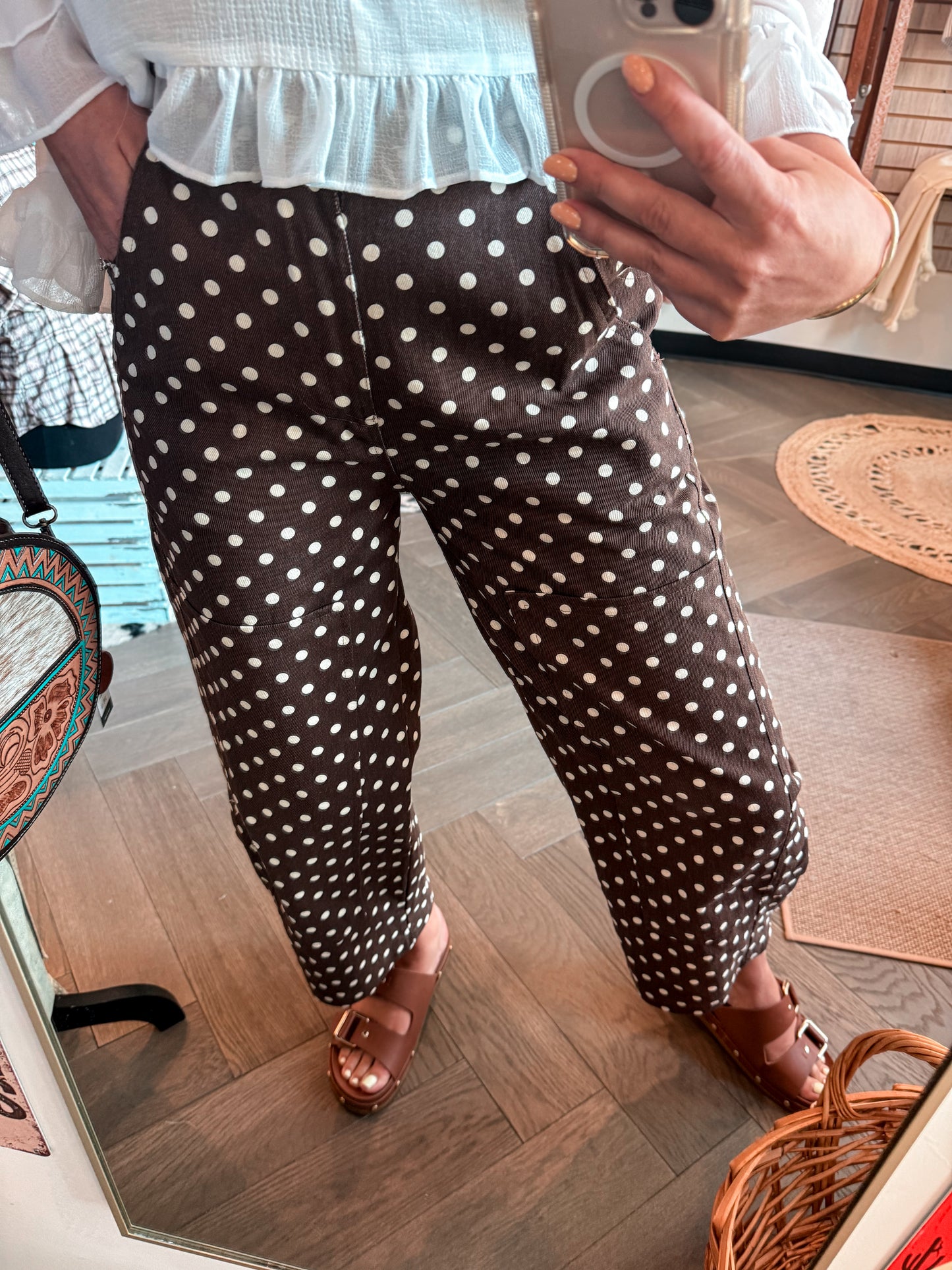 Brownie Polka Dot Barrel Jeans