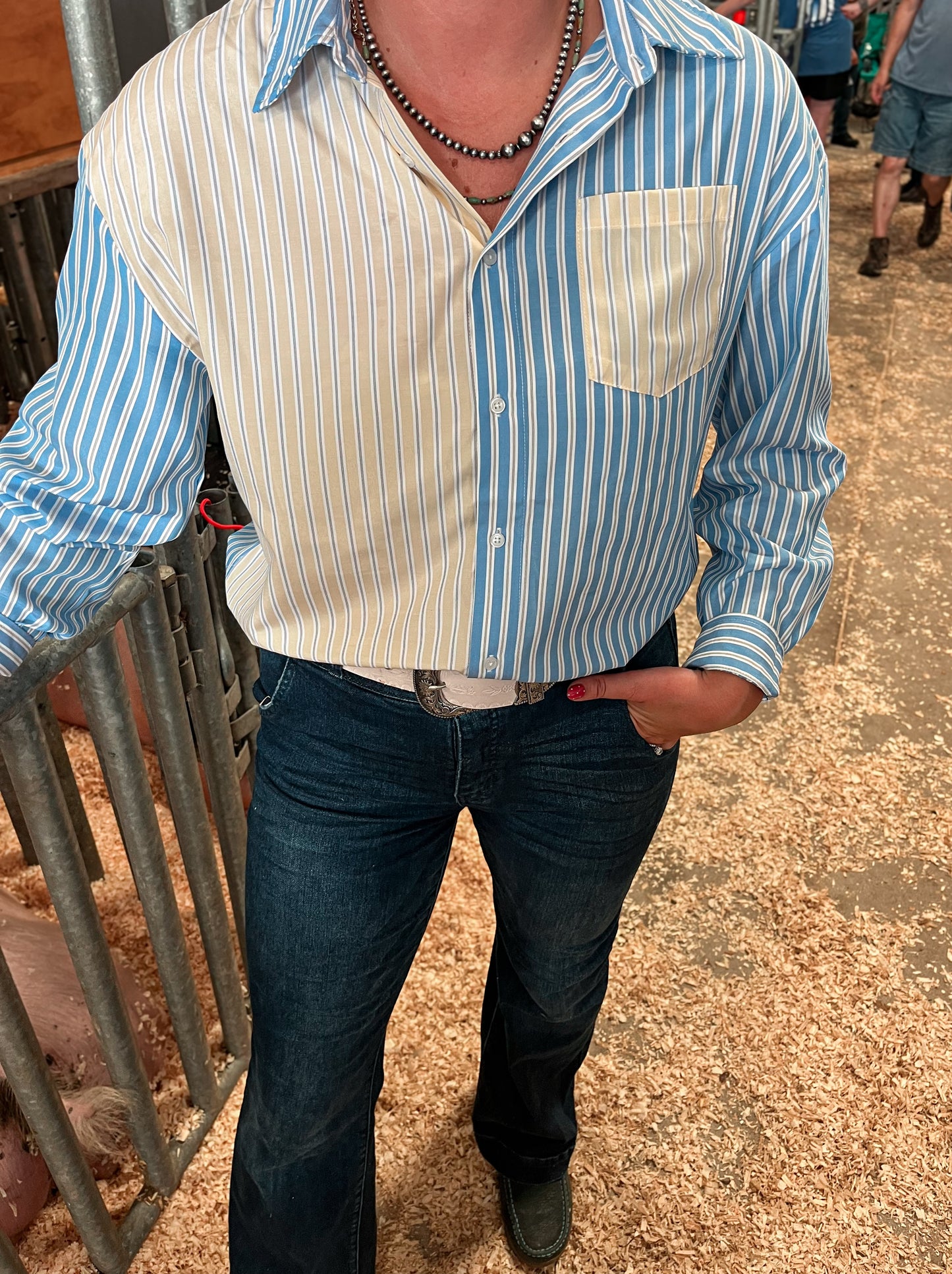 Bluey Pin Stripe Button Down