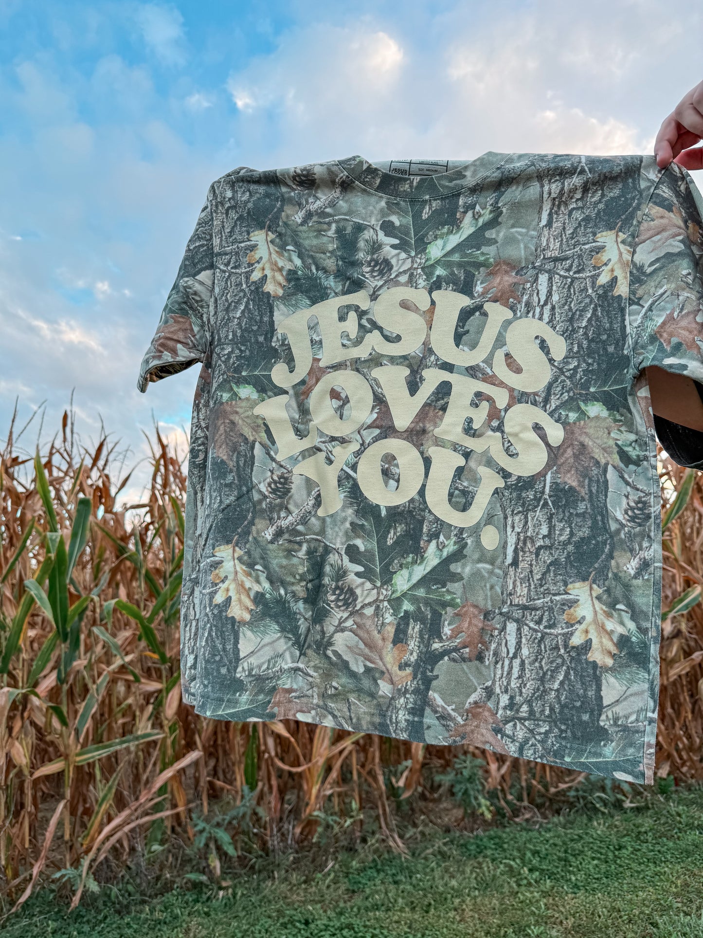 Camo Jesus Loves You Tee