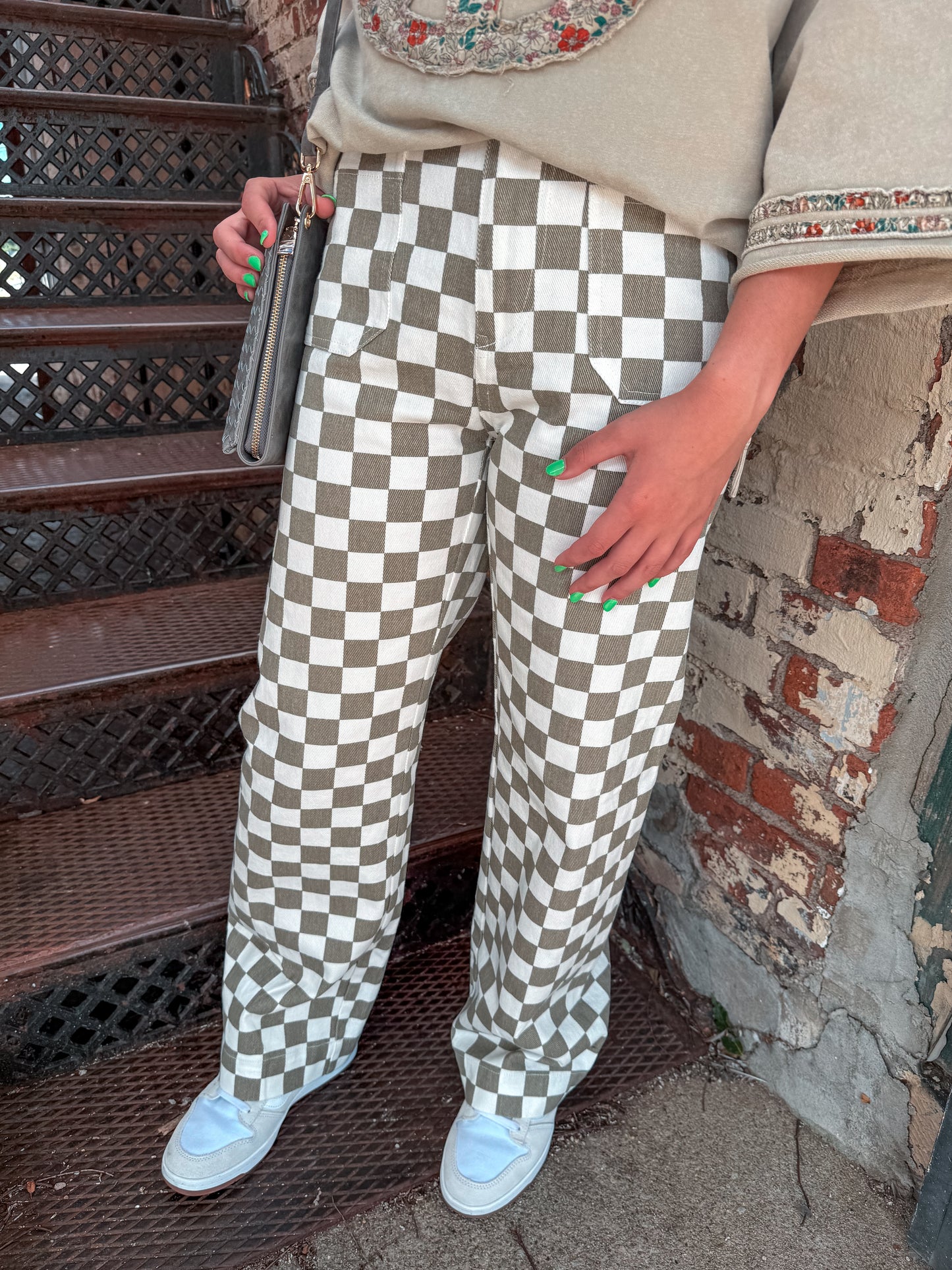 Sage Checkered pants