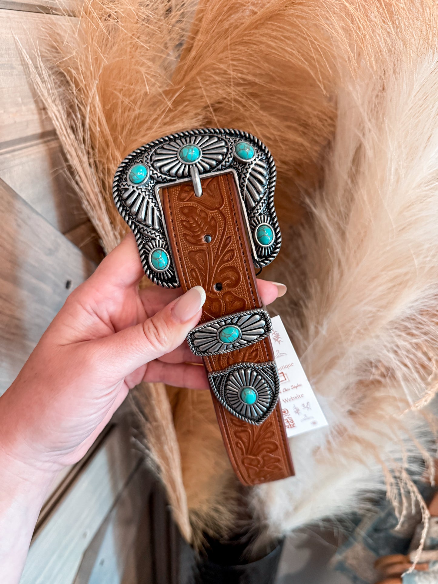 Texas Gal Floral Tooled Belt