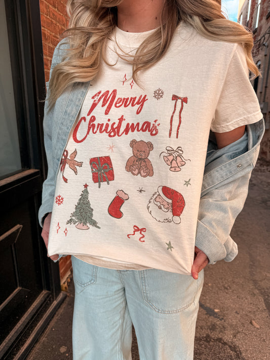 Merry Christmas Doodle Graphic Tee