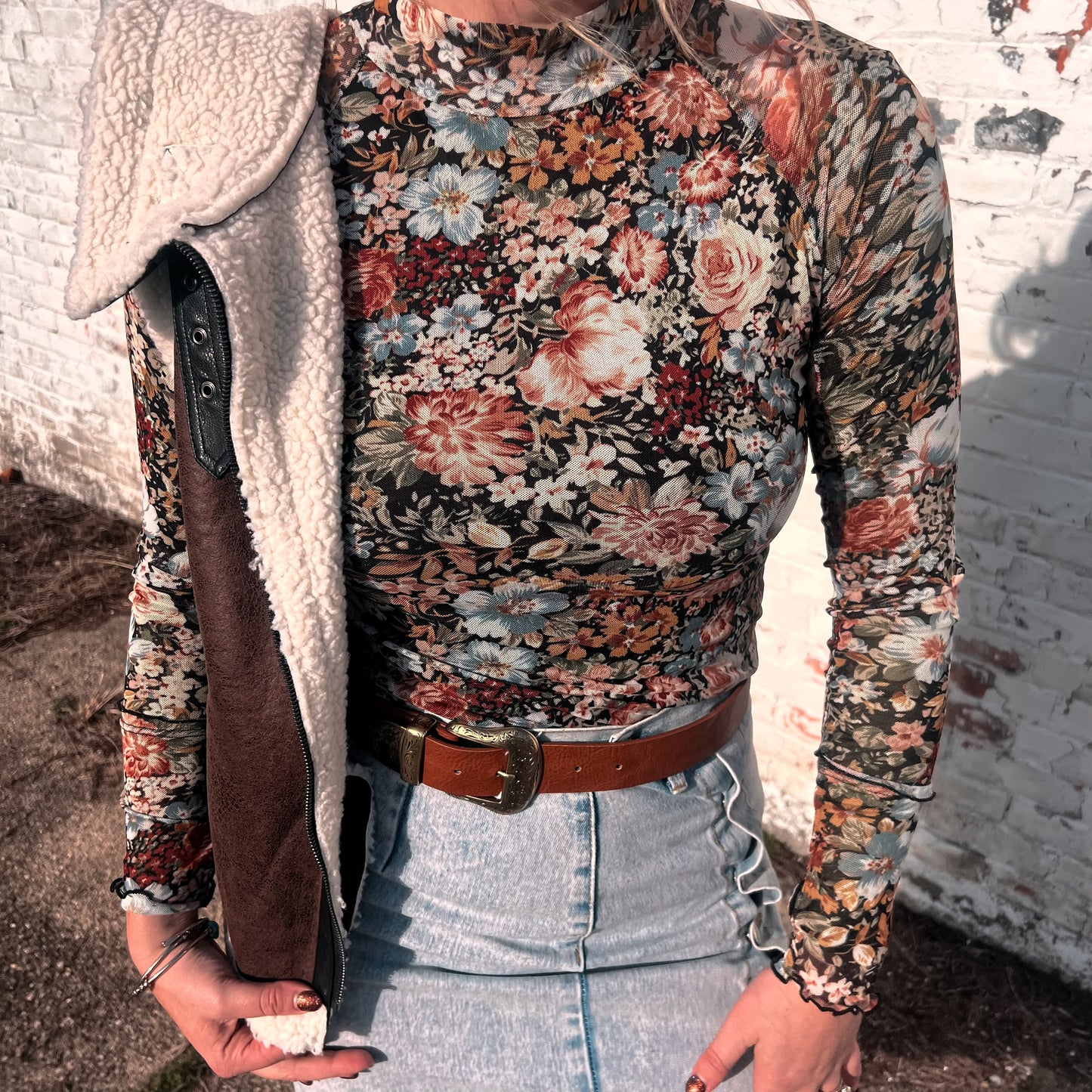 Floral Mesh Top