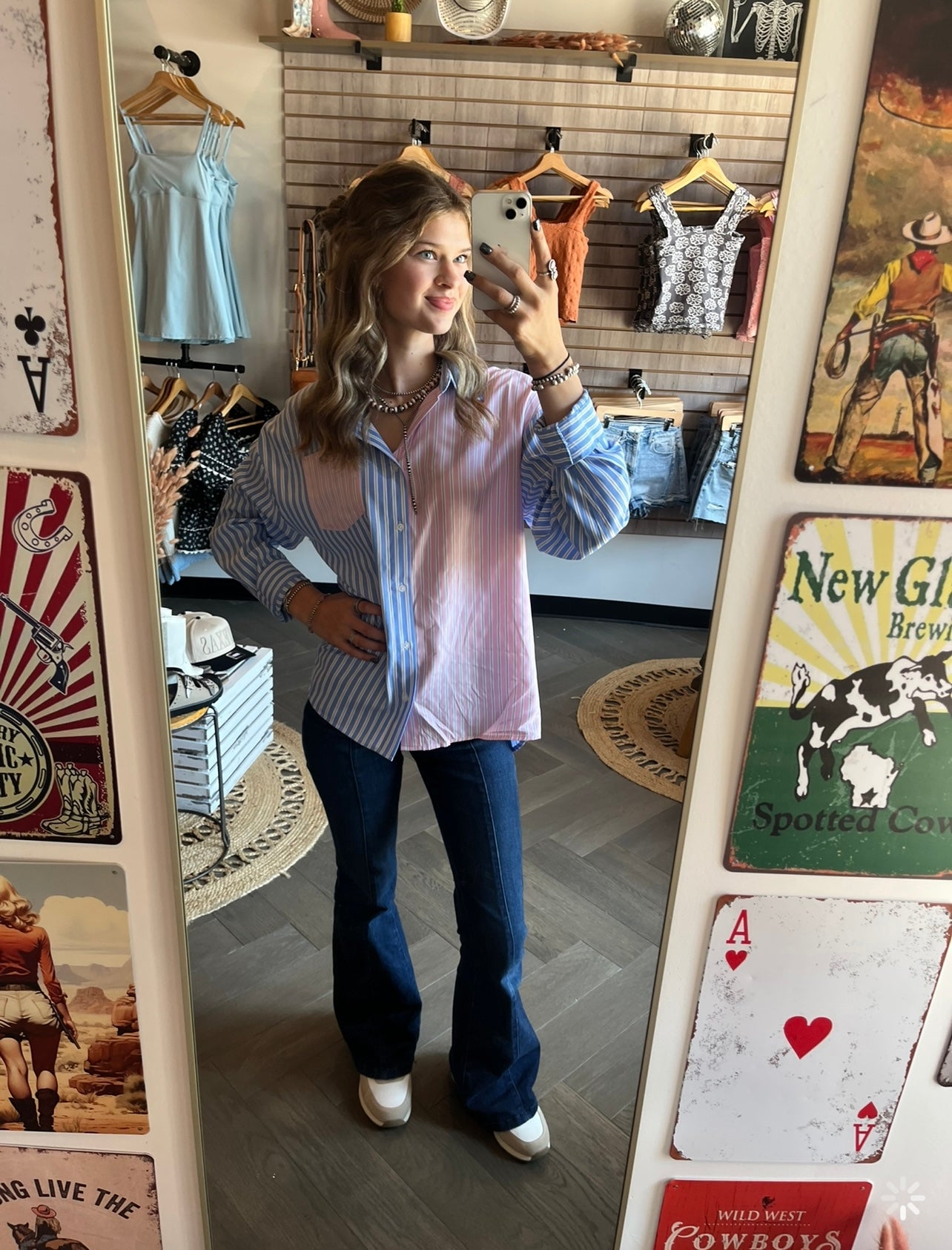 Bluey Pink Pin Stripe Button Down