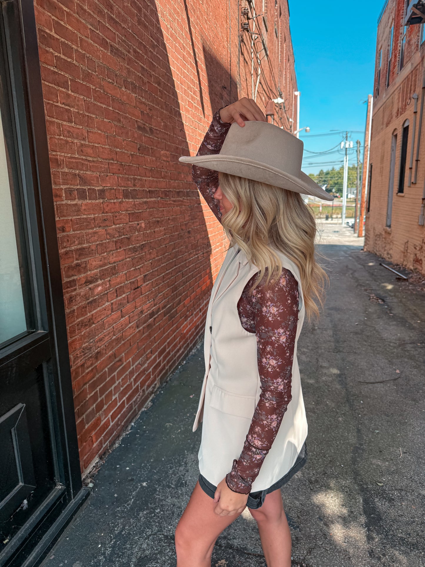 Cream Double Breasted Blazer Vest