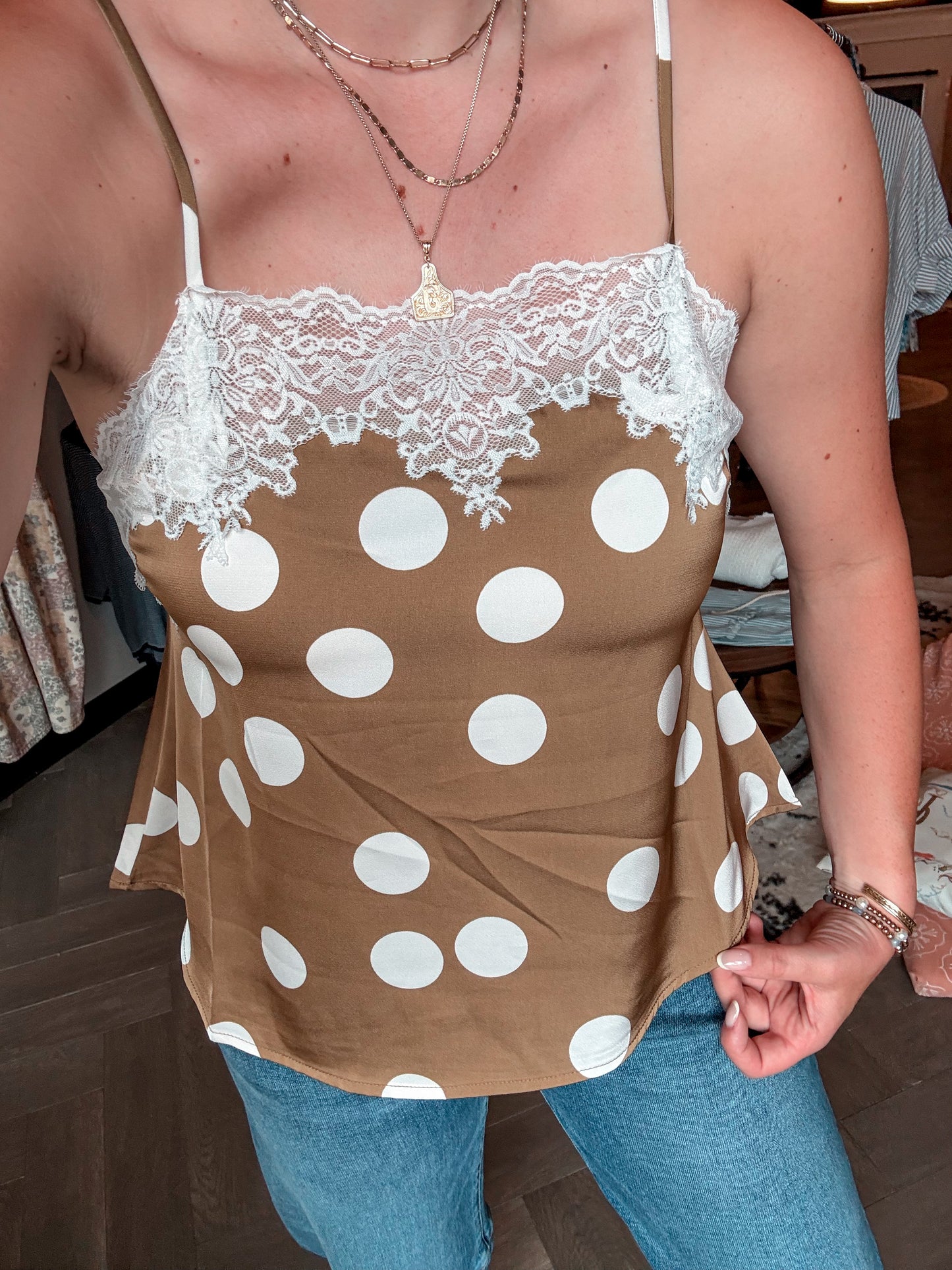 Polka Dot & Lace Cami