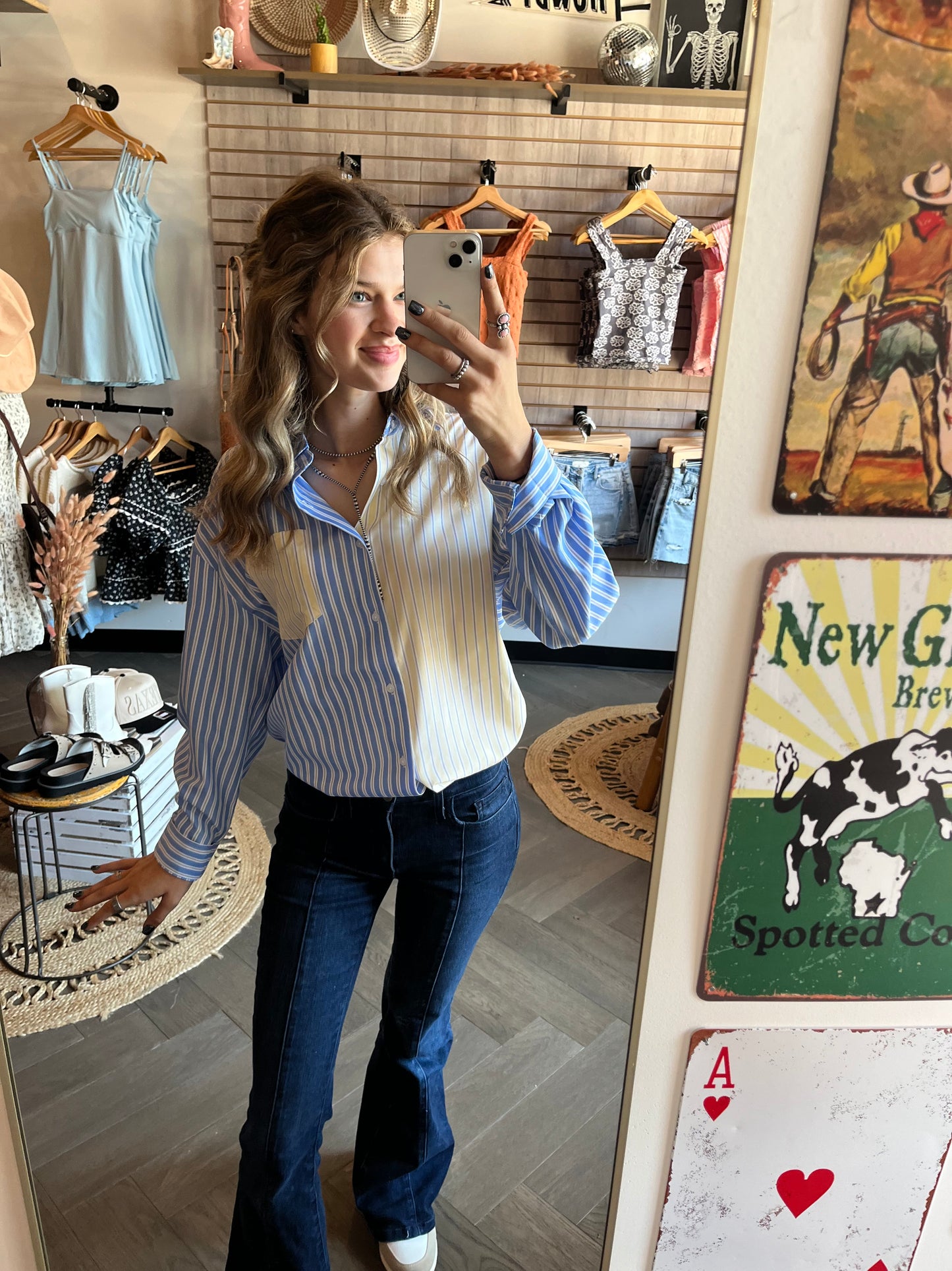 Bluey Pin Stripe Button Down