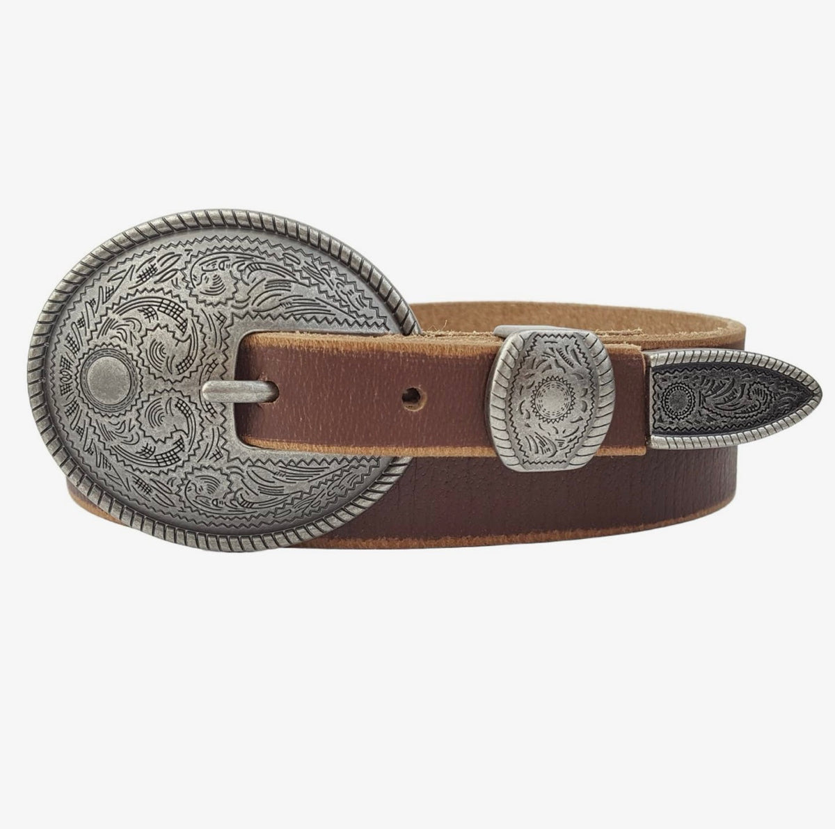 Vintage Floral  Skinny Leather Belt