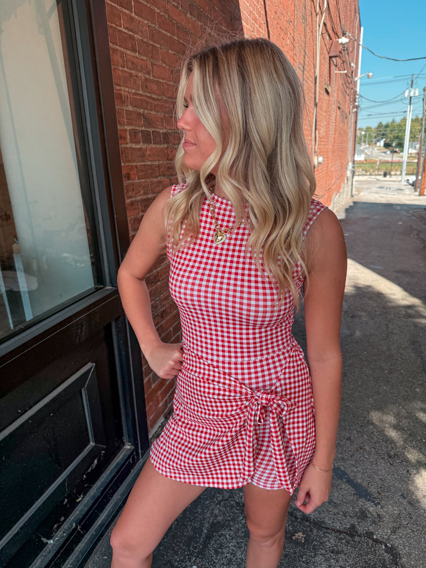 Red Gingham Activewear dress