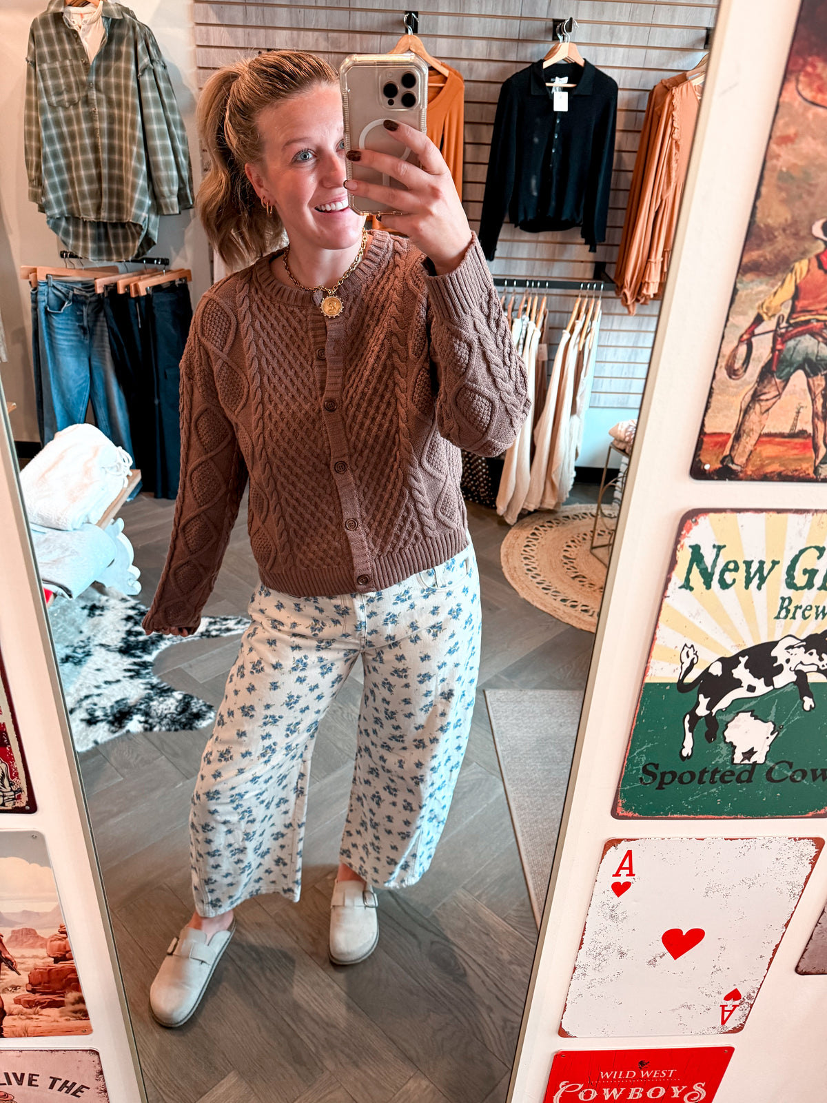 Mocha Cable Knit Cardigan