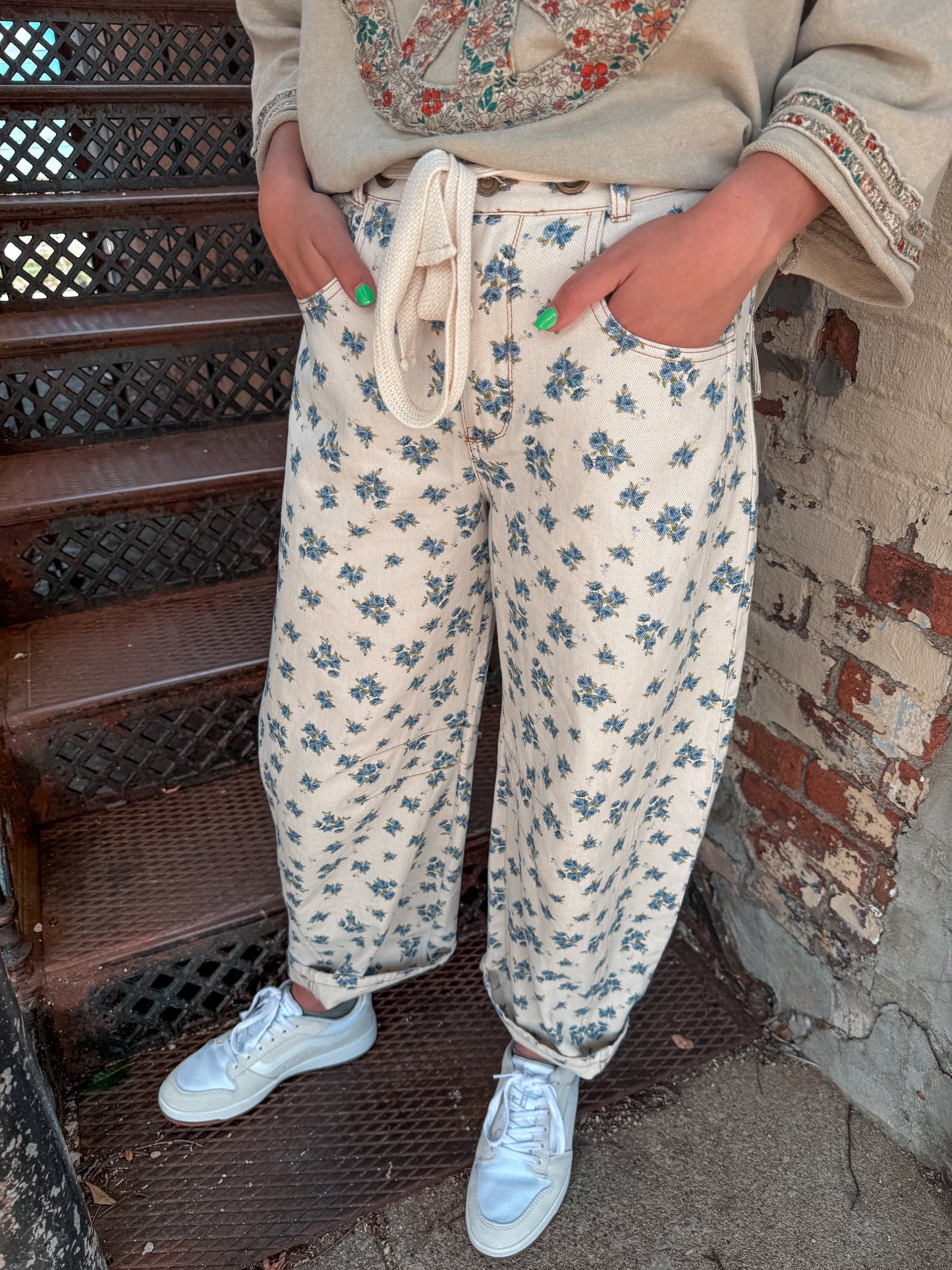 Floral Barrel Jeans