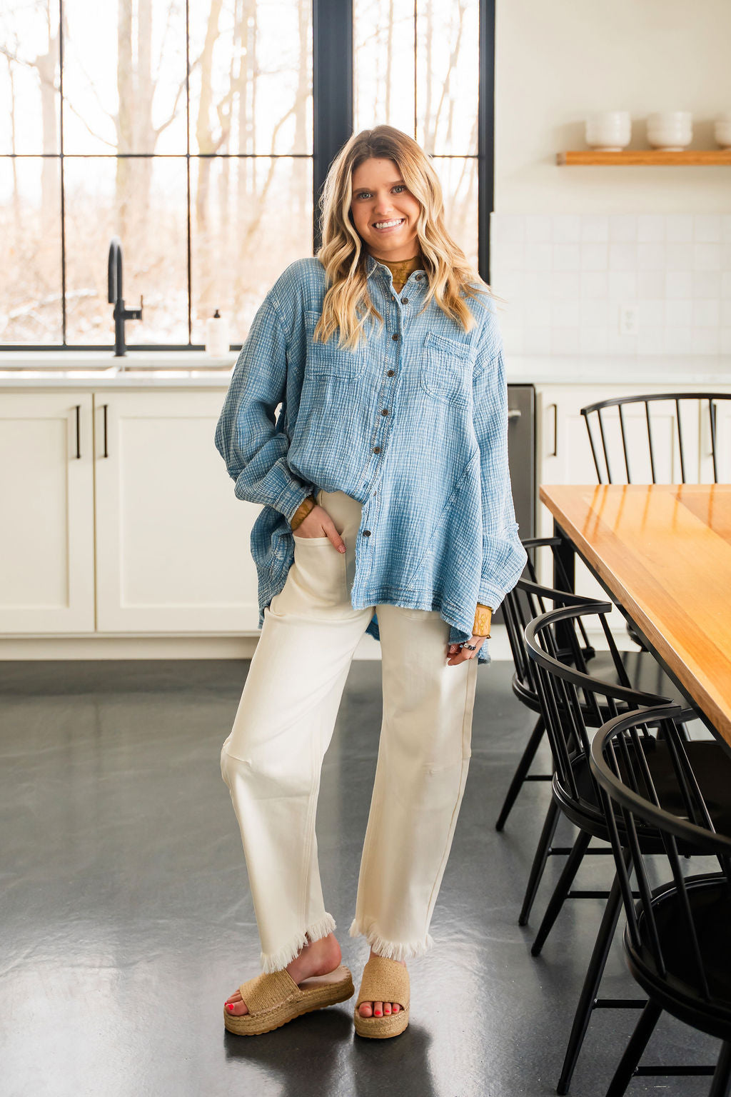 Washed Denim Button Down