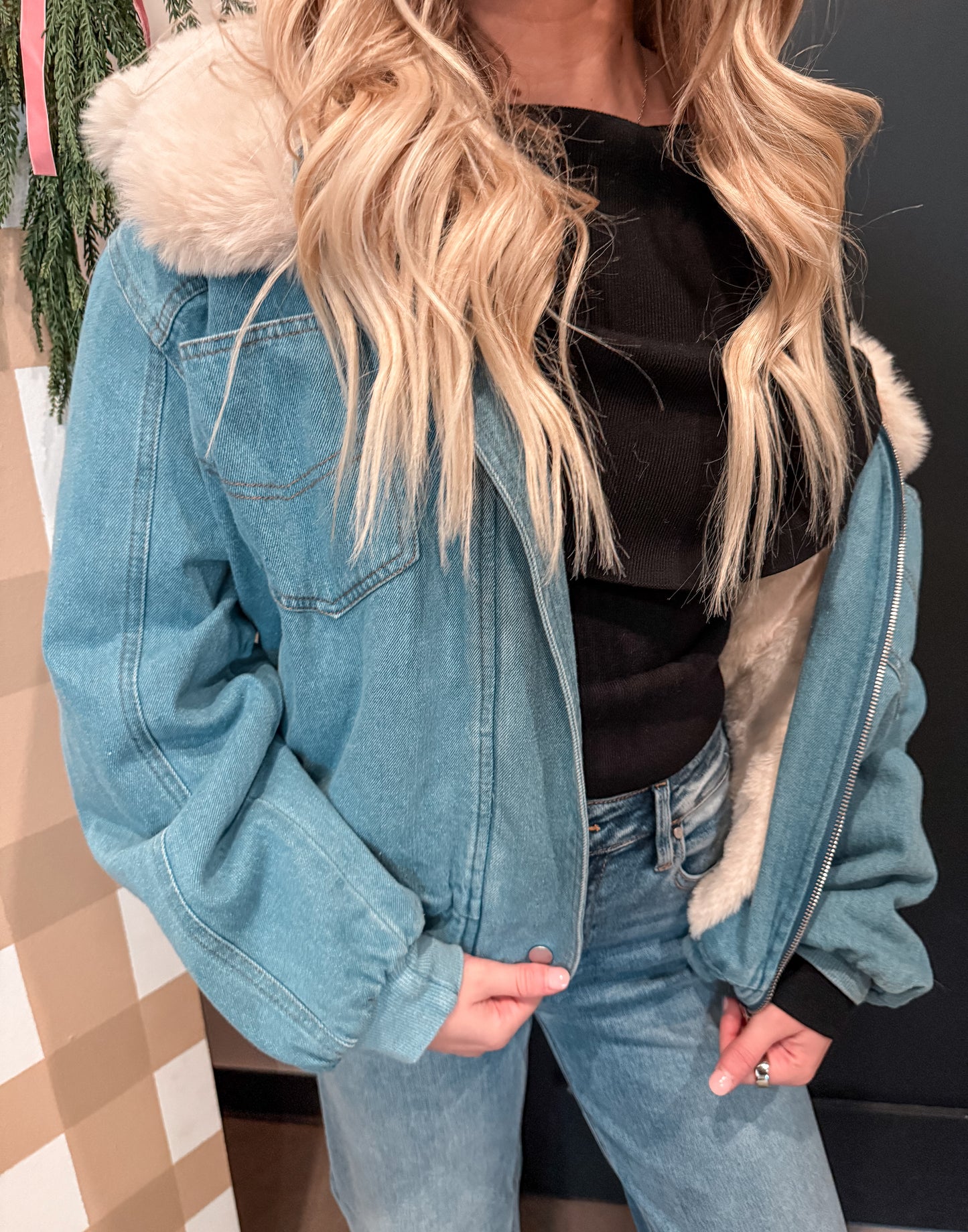 Faux Fur Denim jacket