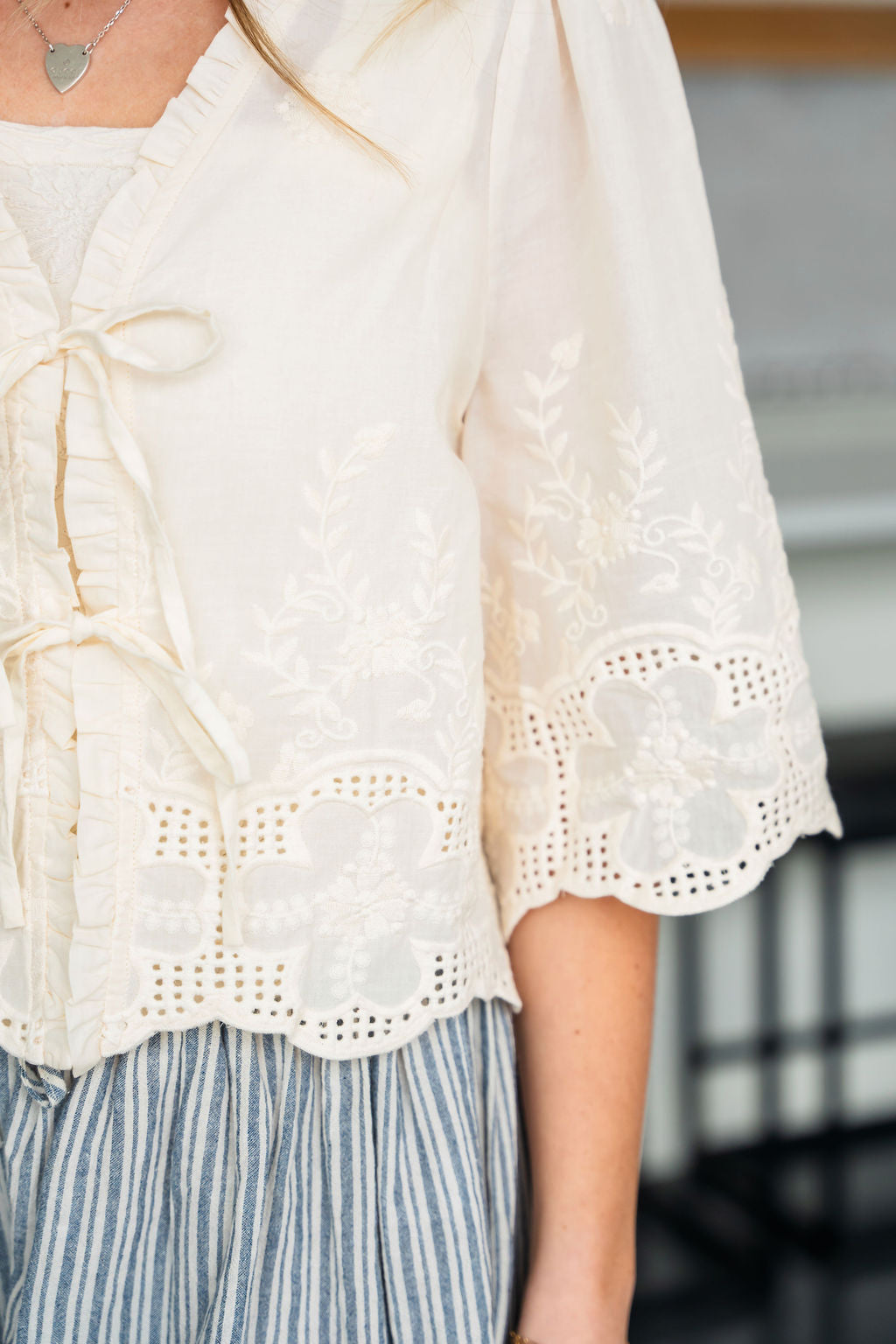 Ivory Floral Embroidered Blouse