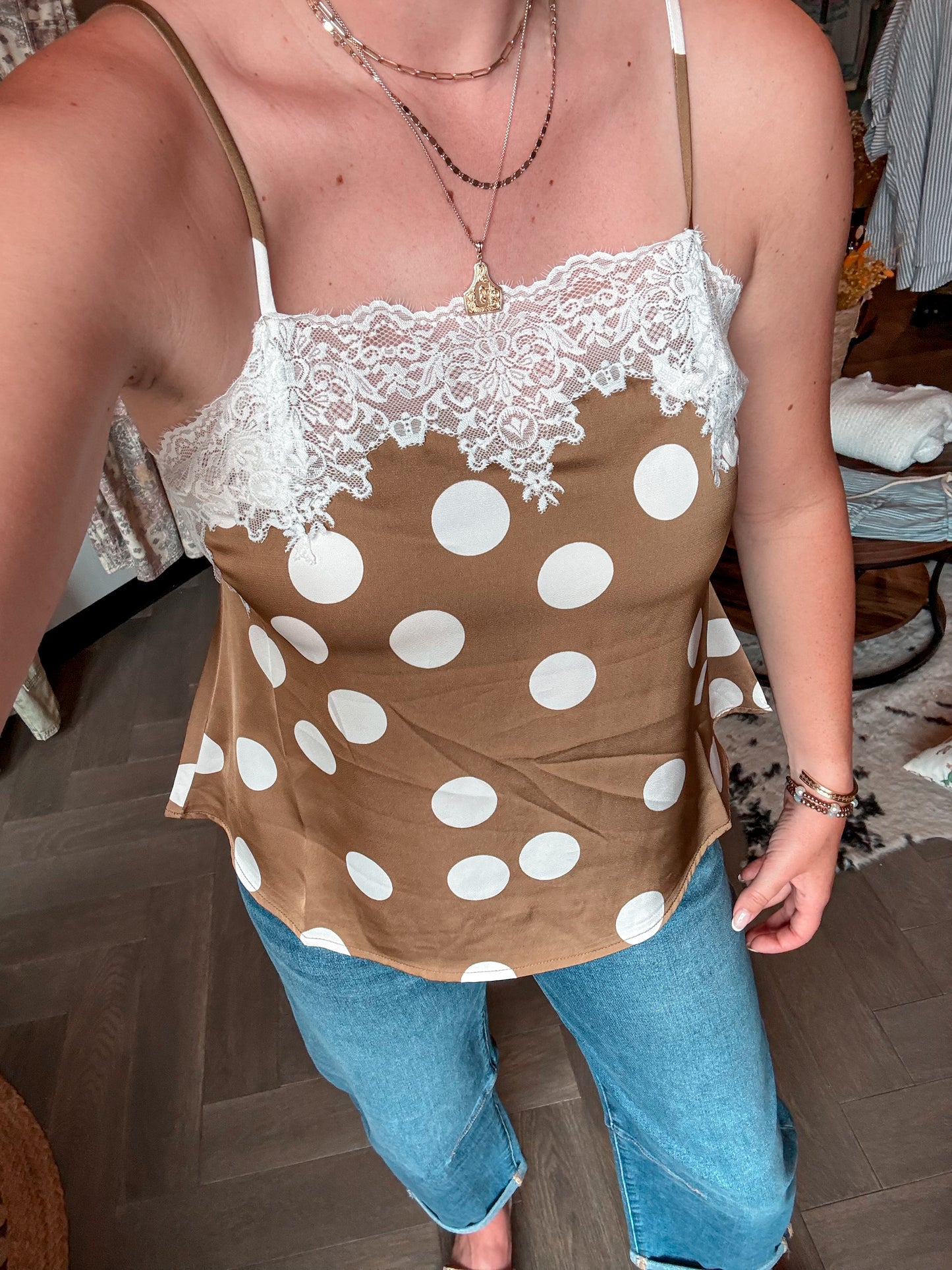 Polka Dot & Lace Cami
