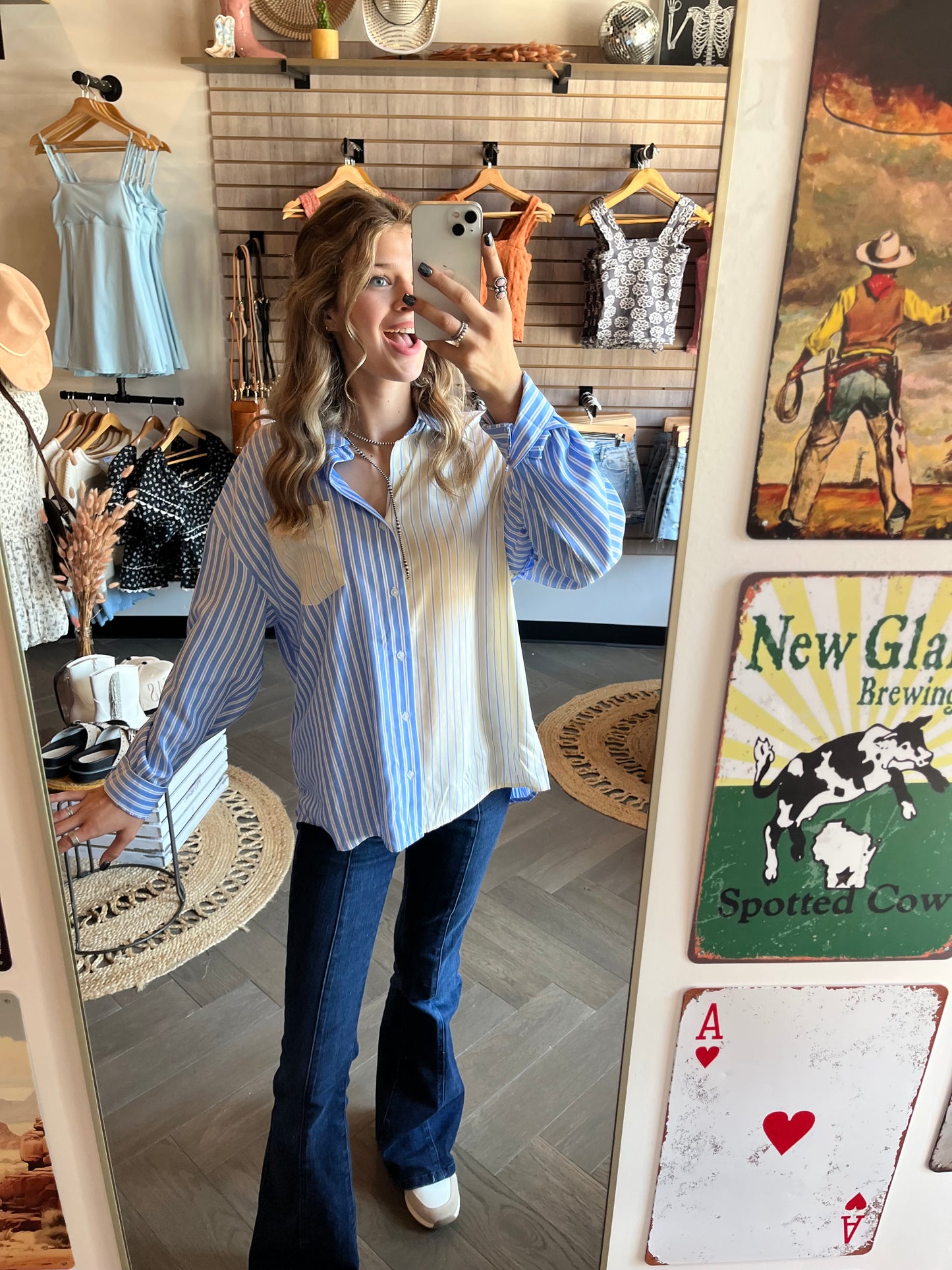 Bluey Pin Stripe Button Down