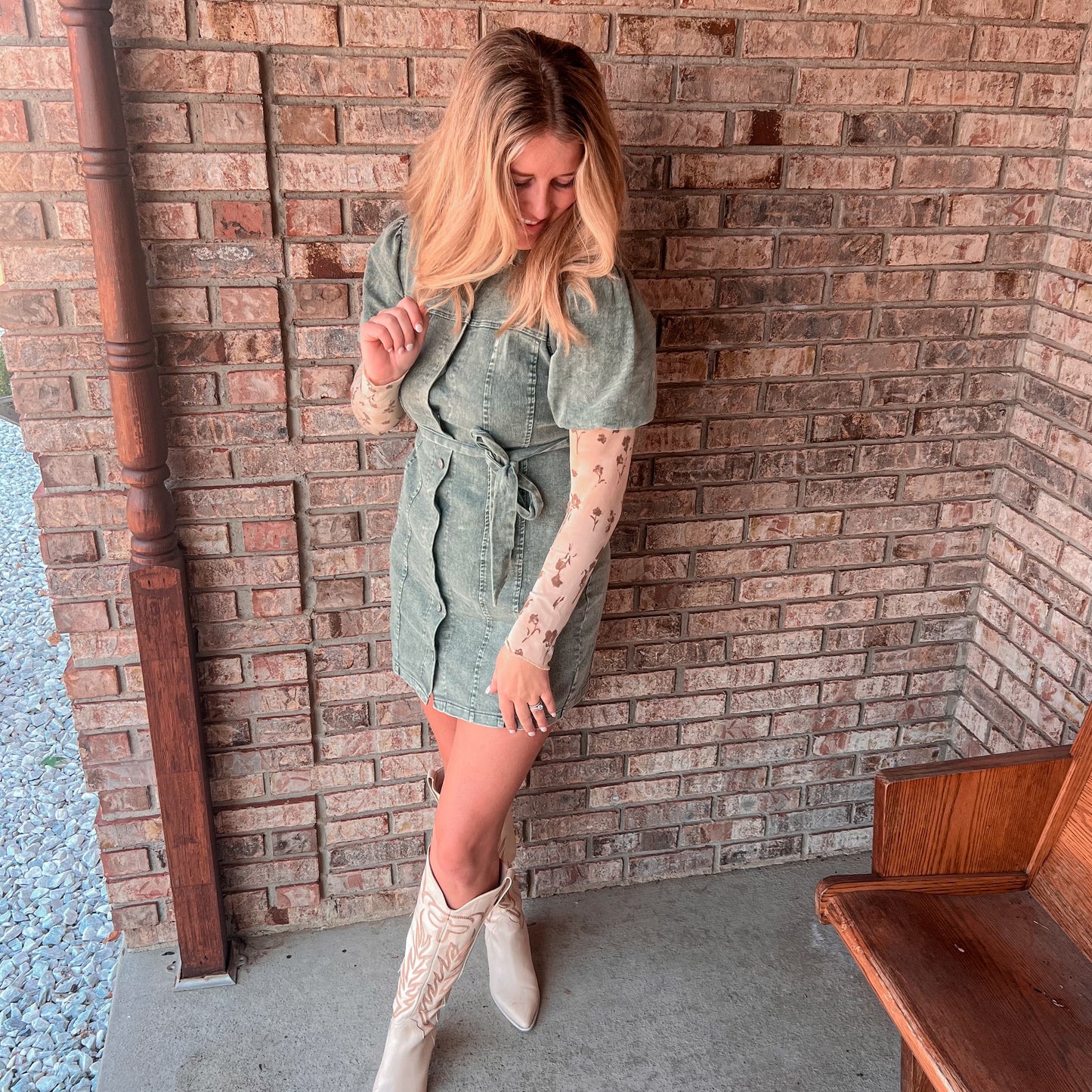 Olive Denim Dress