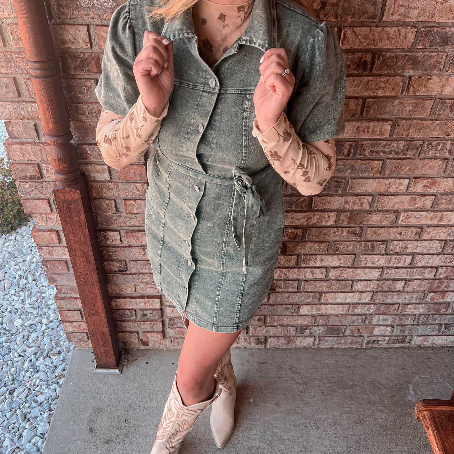 Olive Denim Dress