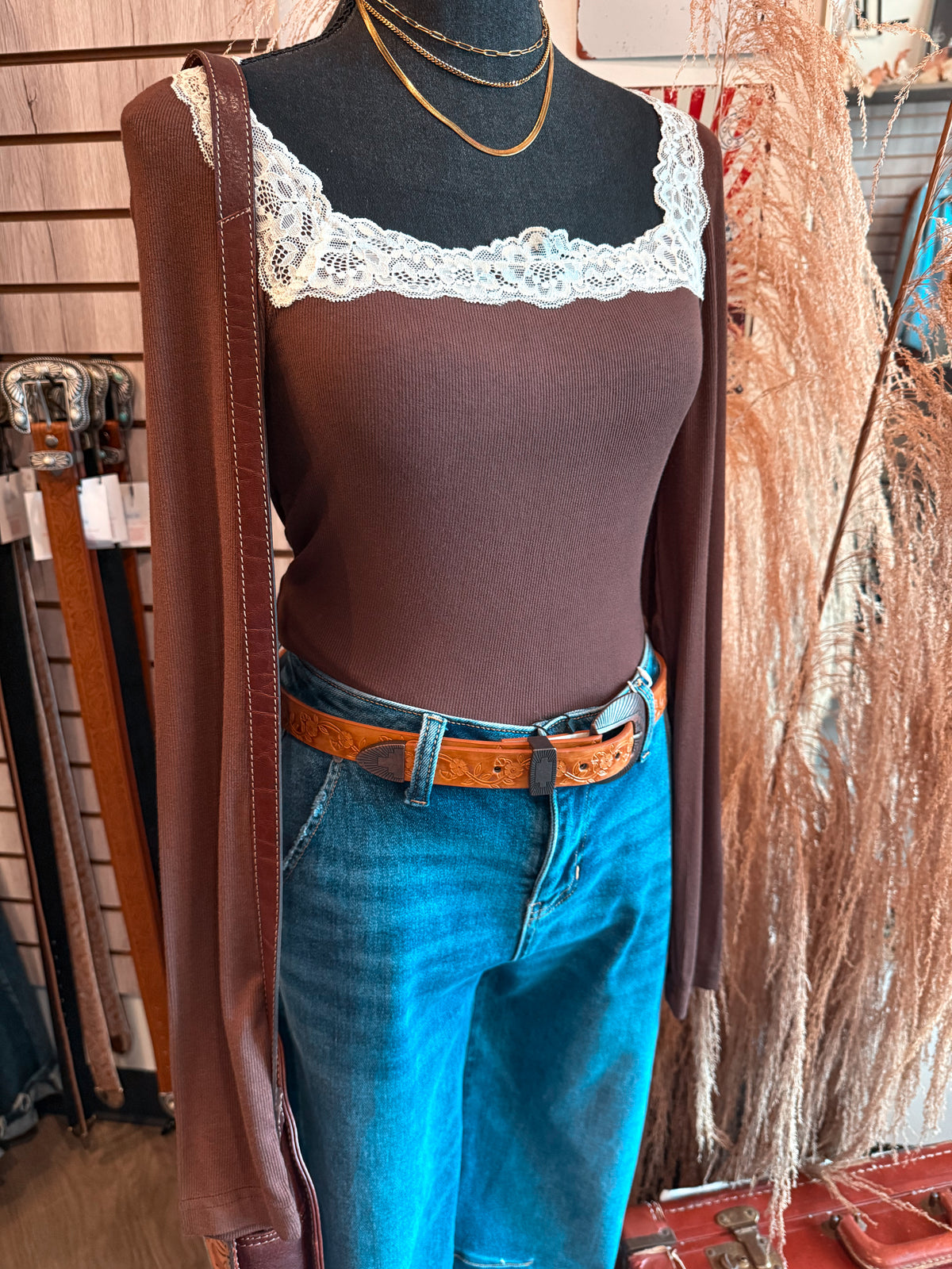 Rib Knit Lace Top