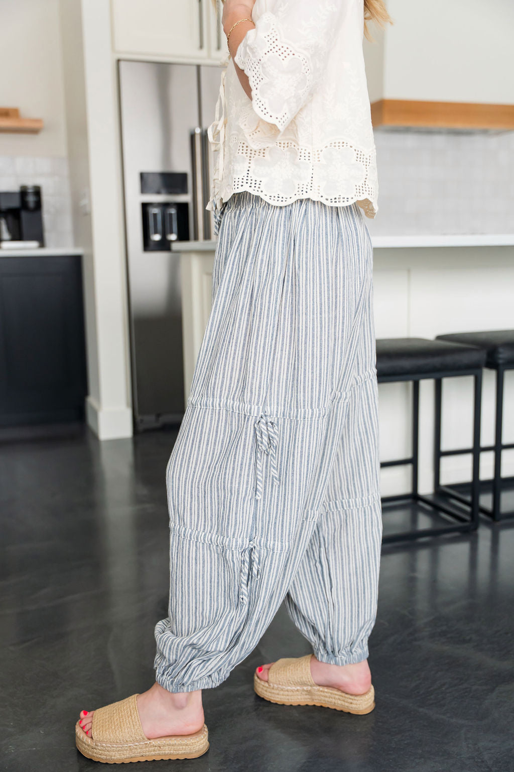 Saylor Stipe Balloon Jogger Pant