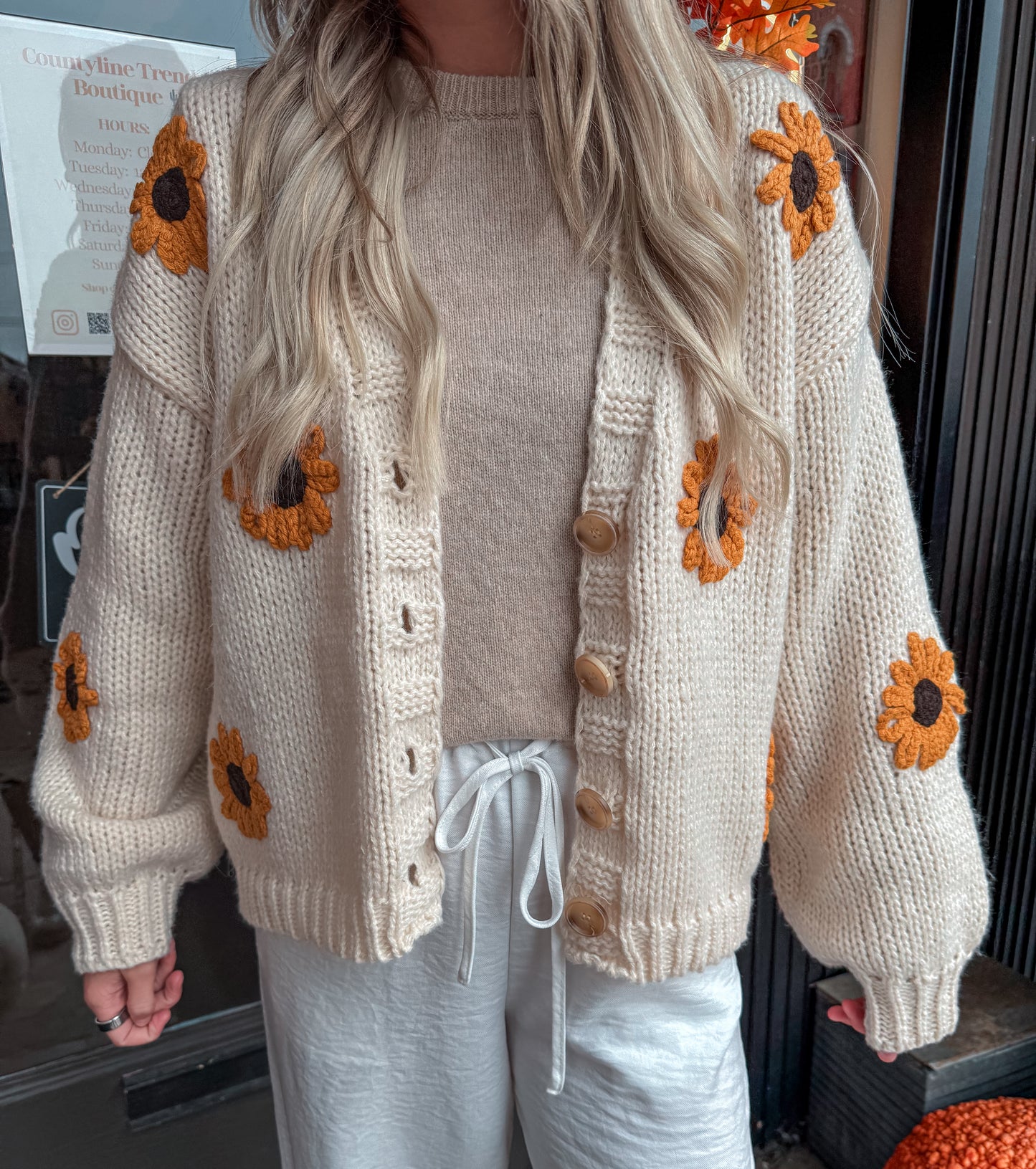 Sunflower Embroidered Cardigan