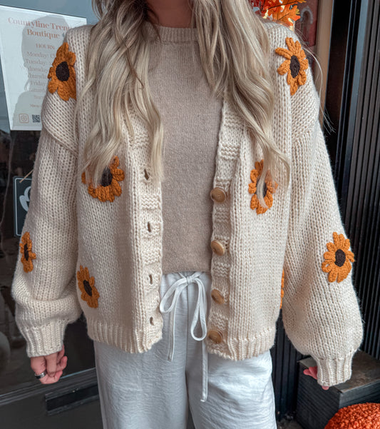 Sunflower Embroidered Cardigan