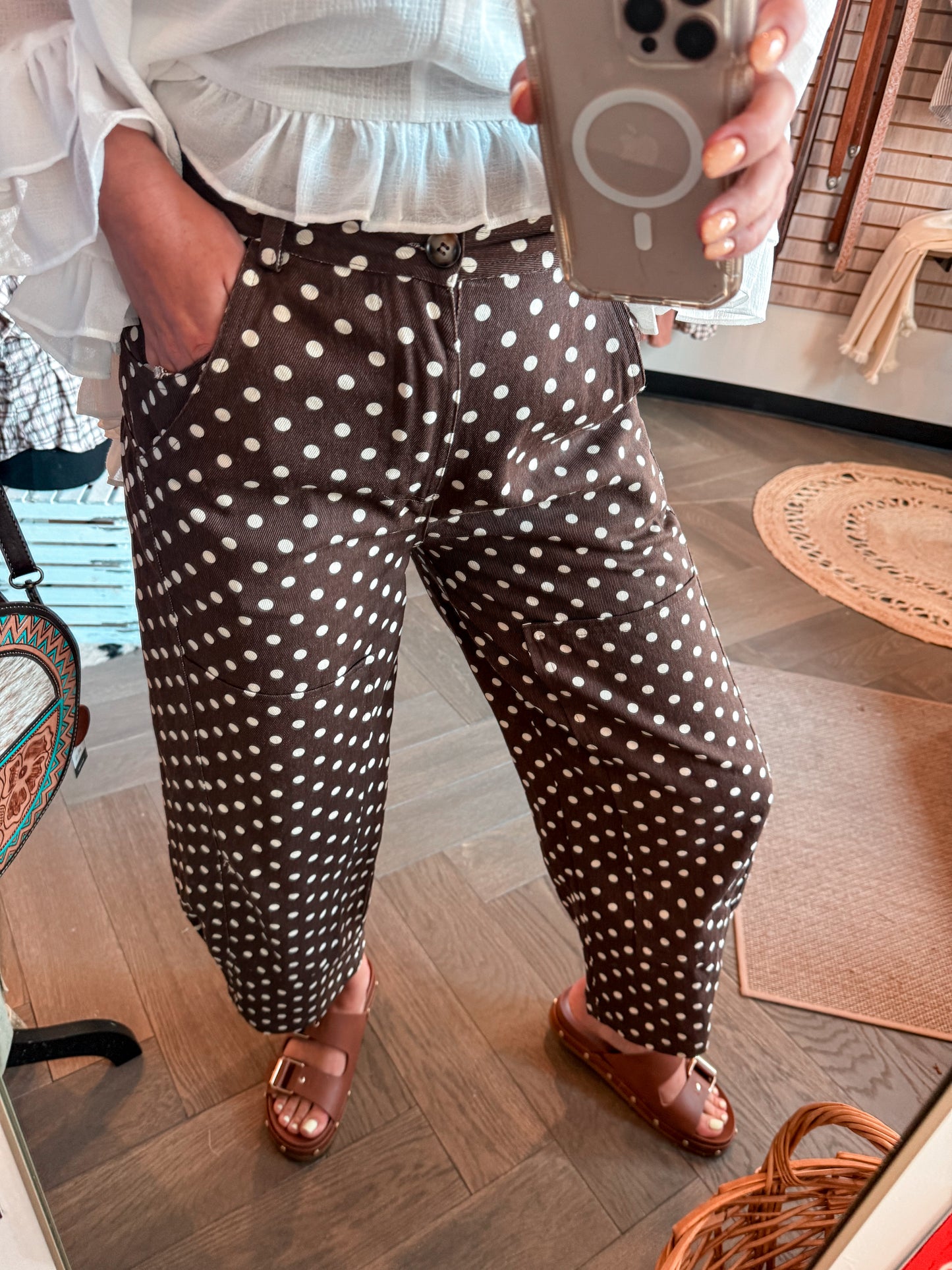Brownie Polka Dot Barrel Jeans