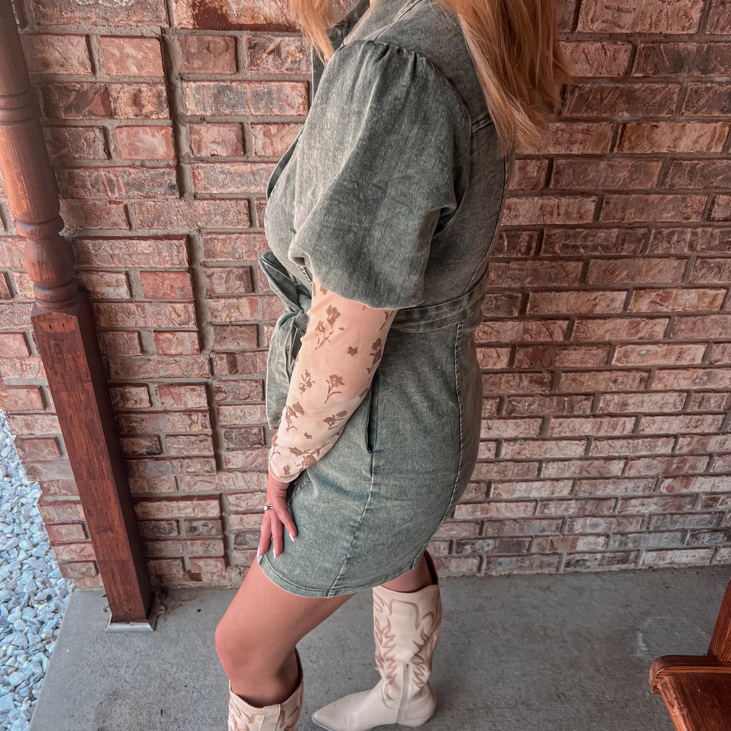 Olive Denim Dress