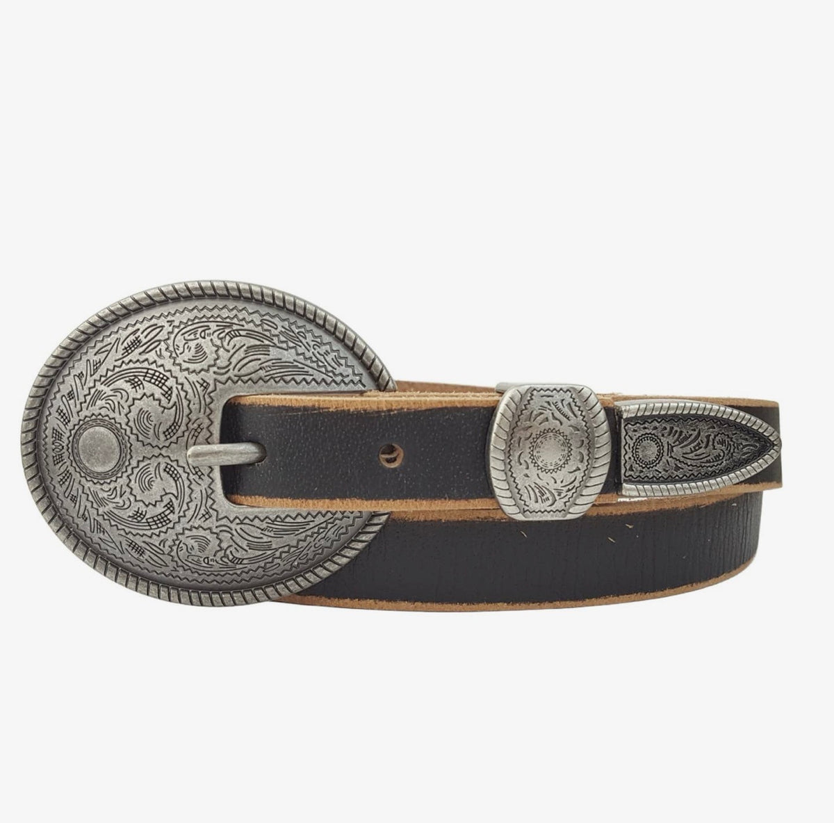 Vintage Floral  Skinny Leather Belt