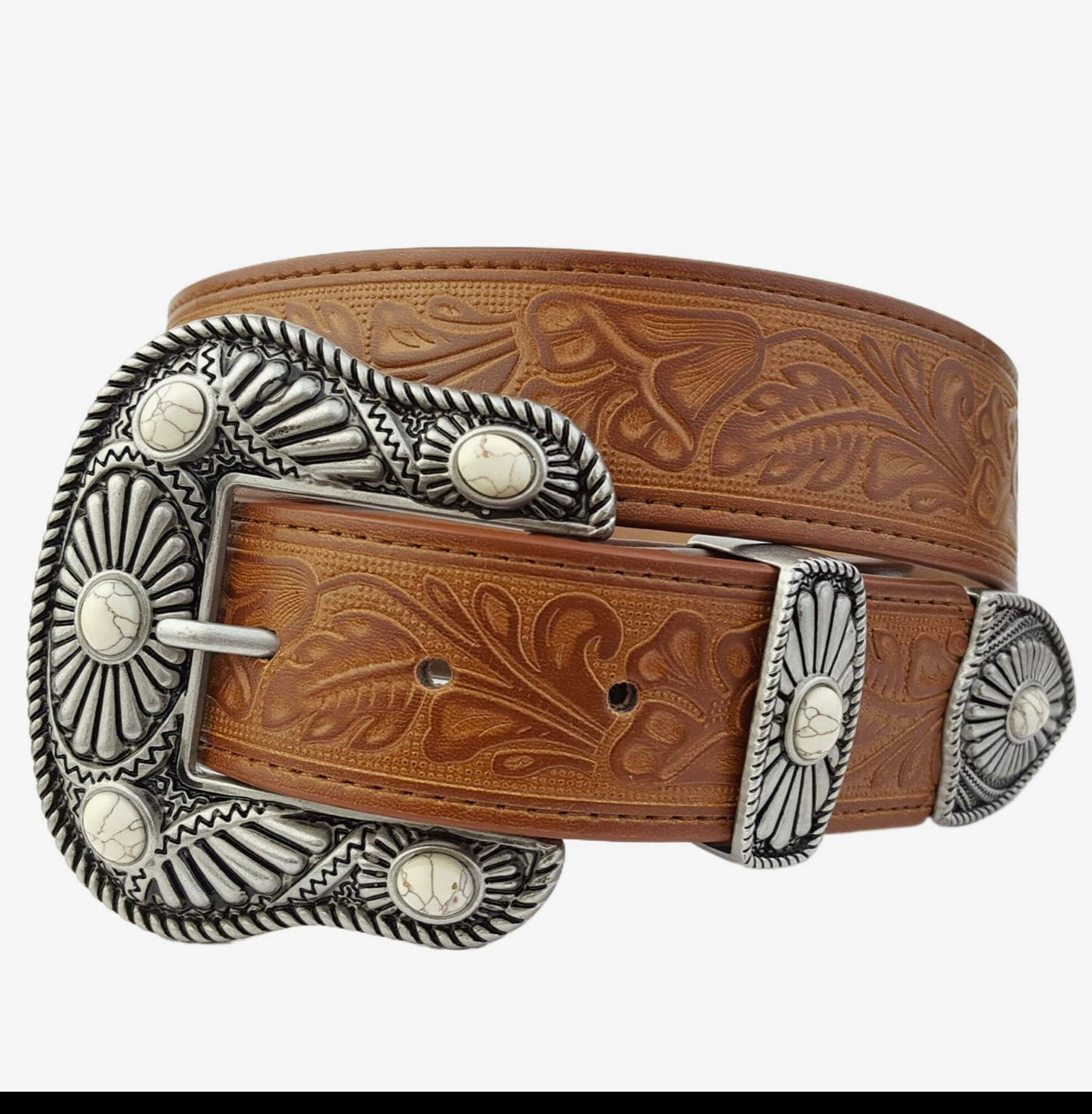 Texas Gal Floral Tooled Belt