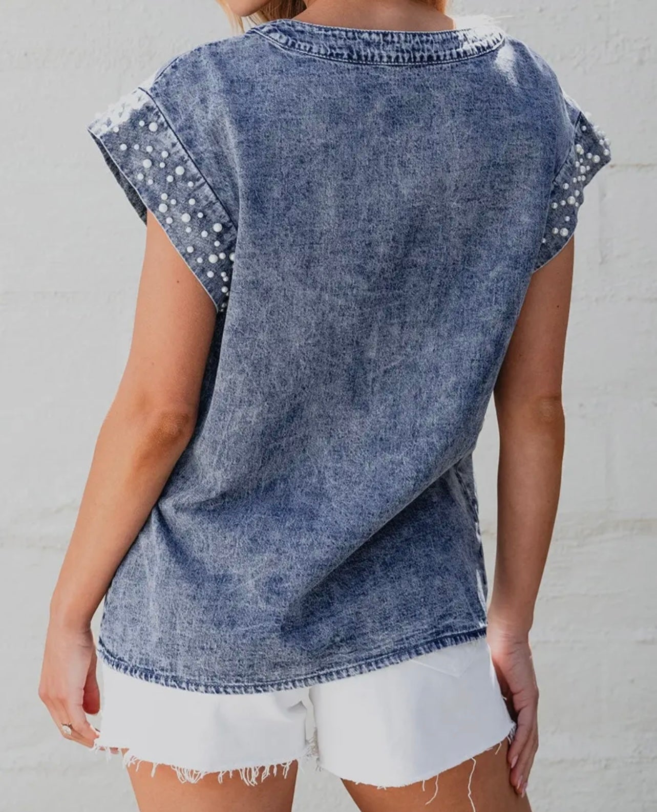 Denim & Pearls Blouse