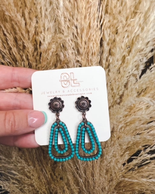 Beaded Turquoise & Copper Earrings